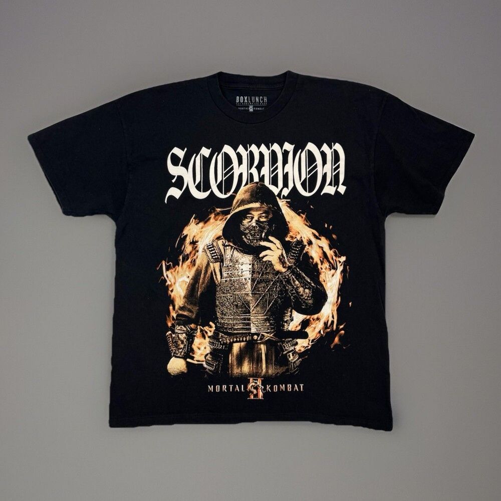 Box Lunch Mortal Kombat 2 Scorpion Graphic T-Shirt Men’s XL Heavyweight Cotton